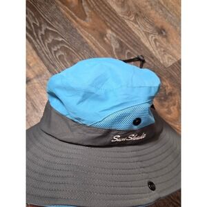 Sun Shade Wide Brim Boonie Hat Blue Grey Hiking Fishing Sun Protection Mesh